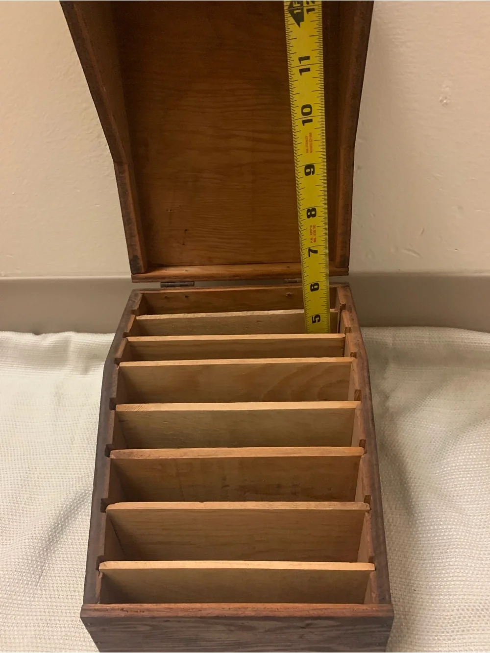 Antique Wooden Recipe/Letter Organizer Box Primitive Folk Art 8 Slots Farmhouse